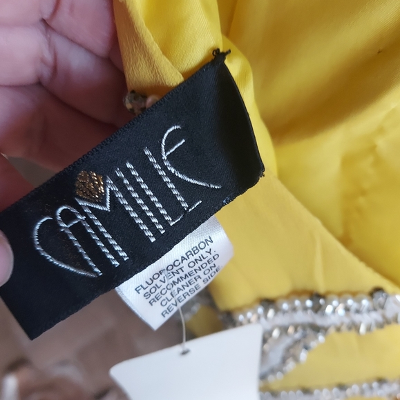 Vtg Yellow beaded gown CAMILLE - Picture 10 of 10